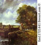 Passing Art Print - The Lock (A Boat Passing A Lock)