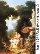 318 Art Print - The Loves Of The Shepherds: Love Letters. One Of The Panels From The Progress Of Love Series