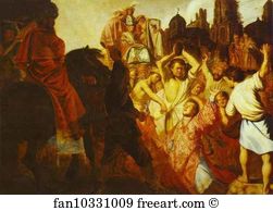 Oil On Panel Musée Des Beaux Arts Art Print - The Martyrdom Of St. Stephen