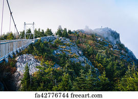 Free Art Print Of The Mile High Swinging Bridge In Fog At Grandfather Mountain North Carolina