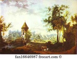 Pavlovsk Art Print - The Mill And The Peel Tower At Pavlovsk