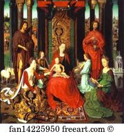 Hans Memling Art Print - The Mystic Marriage Of St. Catherine. (Central Panel Of The St. John Altar)