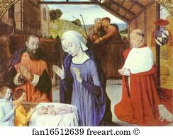 Jean Hey Master Of Moulins Art Print - The Nativity Of Cardinal Jean Rolin