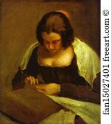 1640 Oil On Canvas National Gallery Art Print - The Needlewoman