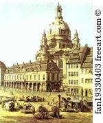 1749 Oil On Canvas Alte Meister Gallerie Art Print - The New Market Square In Dresden, Seen From The Judenhof. Detail