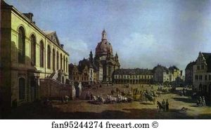 1749 Oil On Canvas Alte Meister Gallerie Art Print - The New Market Square In Dresden, Seen From The Judenhof
