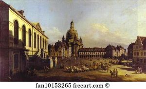 1747 55 Oil On Canvas The Hermitage Art Print - The New Market Square In Dresden