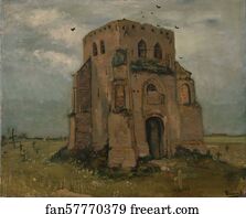 Old Art Print - The Old Church Tower At Nuenen (`the Peasants' Churchyard')