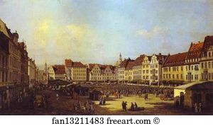 1747 55 Oil On Canvas The Hermitage Art Print - The Old Market Square In Dresden