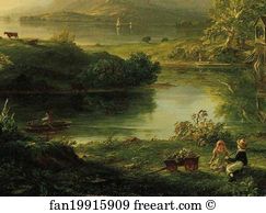 Thomas Cole Art Print - The Old Mill At Sunset. Detail