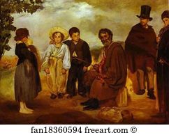1862 Oil On Canvas National Gallery Art Print - The Old Musician