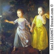 Butterfly Art Print - The Painter's Daughters, Margaret And Mary, Chasing Butterfly