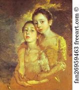 Not Art Print - The Painter's Daughters, Margaret And Mary, Holding A Cat
