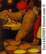 1567 Oil On Panel Kunsthistorisches Museum Art Print - The Peasant Wedding. Detail
