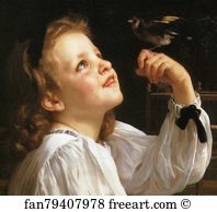 1867 Oil On Canvas Private Collection Art Print - The Pet Bird. Detail