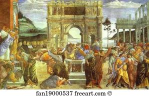 1481 1482 Fresco Sistine Chapel Art Print - The Punishment Of Korah