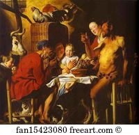 Satyr And The Farmers Family Art Print - The Satyr And The Farmer's Family
