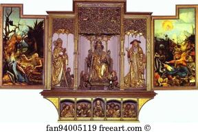 The Apostle Paul Art Print - The Second View Of The Altar. St Anthony Visiting St Paul The Hermit In The Desert (Left), The Temptation Of St. Anthony (Right). Central Part Are Carved Figures Of St. August, St. Anthony, St. Jerome; Bottom Part Jesus With 12 Apostles. Sculptures By Nic
