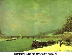 Pont Art Print - The Seine At The Pont D'iena, Snowy Weather