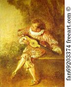 Oil On Panel Musée Conde Art Print - The Serenader
