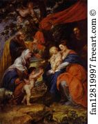 Altar Art Print - The St. Ildefonso Altar (Outer Wings). The Holy Family Under The Apple-Tree