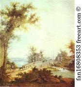 The Stone Bridge At Gatchina Art Print - The Stone Bridge By Connetable Square At Gatchina