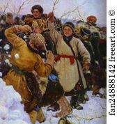 1891 Oil On Canvas The Russian Museum Art Print - The Taking Of A Snow Fortress. Detail