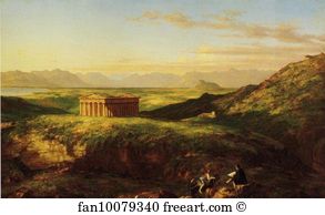 The Temple Of Segesta With The Artist Sketching Art Print - The Temple Of Segesta With The Artist Sketching