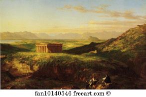 1843 Art Print - The Temple Of Segesta With The Artist Sketching. Detail