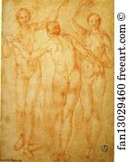 Red Art Print - The Three Graces