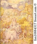 Animals Art Print - The Virgin Among A Multitude Of Animals