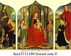 With The Donor Art Print - The Virgin And Child Between Angel Musicians, With The Donor, His Wife And Family, Known As The Triptych Of The Sedano Family