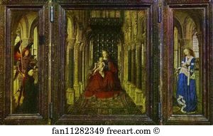 1437 Oil On Wood Alte Meister Gallerie Art Print - The Virgin And Child In A Church (A Portable Altar)