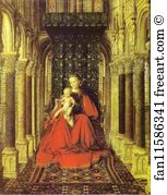 Altar Art Print - The Virgin And Child In A Church (Central Section Of A Portable Altar)