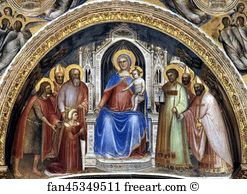 C 1375 76 Fresco Baptistery Art Print - The Virgin With The Child. Fresco On The West Wall