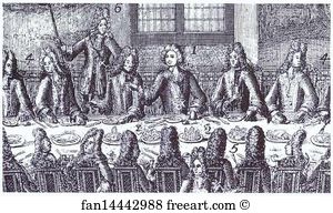 1712 Etching Art Print - The Wedding Feast Of Peter I And Catherine In Winter Palace Of Peter I In St. Petersburg February 19, 1712. Detail