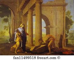Nicolas Poussin Art Print - Theseus Finding His Father's Arms
