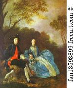 His Wife And His Daughter Art Print - Thomas Gainsborough, With His Wife And Elder Daughter, Mary