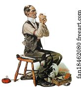 Concentration Art Print - Threading A Needle
