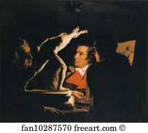 Gladiator Art Print - Three Persons Viewing The Gladiator By Candlelight
