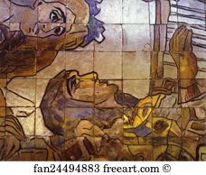 Tile Art Print - Tile Panel On The Hotel Methropol. Detail