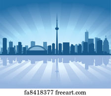 12" x 24" Toronto Sunset Over Lake Panorama with Urban Skyline Canvas Prints 