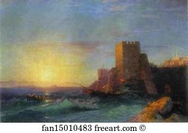 Feodosia Art Print - Towers On The Rock Near Bosporus
