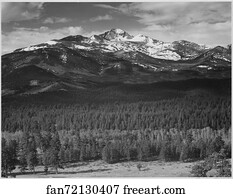 Rocky Mountain National Park Art Print - Trees In Foreground, Snow Covered Mountain In Background, "long's Peak From North, Rocky Mountain National Park, " Colorado. Photographs Of National Parks And Monuments, Compiled 1941 - 1942, Documenting The Period Ca. 1933 - 1942.