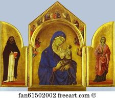 Duccio Di Buoninsegna Art Print - Triptych (The Holy Virgin And The Christ Child With St. Dominic And St. Aurea)