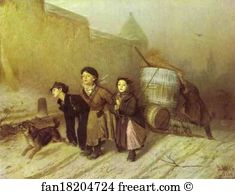 Workmen Art Print - "troika". Apprentice Workmen Carrying Water