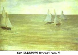 1865 Oil On Canvas Art Institute Of Chicago Art Print - Trouville