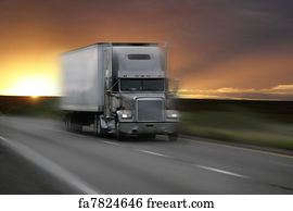 CANVAS Sunlit Semi Truck Art print POSTER