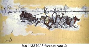 Travel Art Print - Tundra. Traveling By Deer