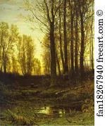 1874 Oil On Canvas The Russian Museum Art Print - Twilight. After Sunset